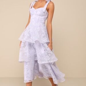 Lulus Glamorous Sweetie Lavender Burnout Tie-strap Bustier Midi Dress Purple